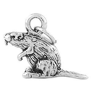  Sterling Silver Three Dimensional Beaver Charm Jewelry