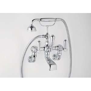   Wall Mounted Bathtub Filler with Handshower and Lever Handles Polished