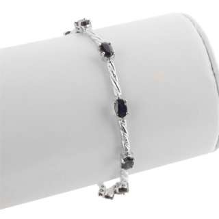 Ct. Blue Sapphire 7 or 8 Sterling Silver Bracelet  