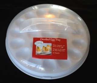New 22 DEVILED EGG HOLDER Serving Tray Portable Round Carrier w 