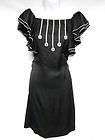 BCBG Black Woven Embroidery Ruffle Sleeve Dress L $248  