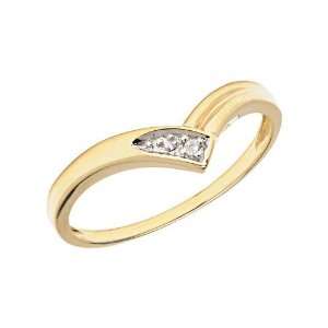  10K Yellow Gold Diamond Chevron Ring (Size 9) Jewelry