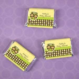 Twin Monkeys Neutral   20 Personalized Mini Candy Bar Wrapper Sticker 