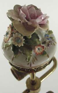 Antique Hand Painted Carl Thieme Porcelain Vase Lamp Urn w/ Flowers 