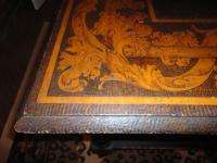   ART NOUVEAU FLEMISH PYROGRAPHY TABLE THICK SPIRAL LEGS AWESOME  