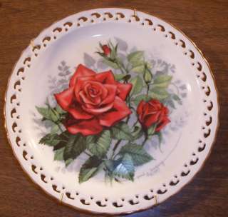 1988 Rose of the Year Porcelain Plate Open Lace Edge  