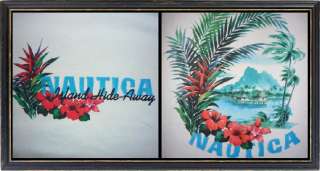 NEW Mens NAUTICA White SS surf T Shirt White Tropical Hawaiian S 