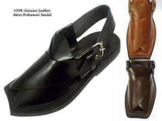 Asian Mens 100% Genuine Leather Peshawari Sandal Shoes  