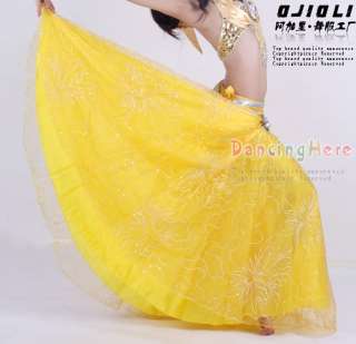 Belly Dance Costume Hand embroidered skirt Yellow  