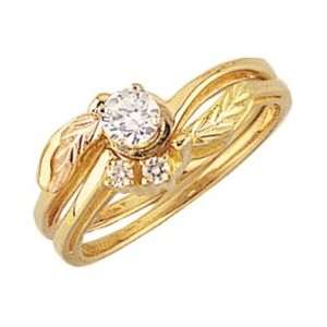   gold Black Hills Gold Diamond Engagement and Wedding Ring Set Jewelry