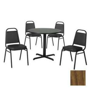   Chair Set, Nepal Teak Laminate Table/Black Vinyl Chair