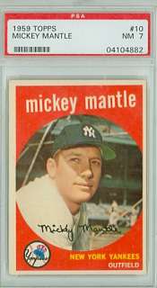 1959 Topps 10 Mickey Mantle Yankees PSA 7 SUPER CLEAN CARD  