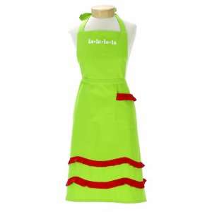  , Green with White Embroidery, Red Retro Ribbon Trim and Side Pocket
