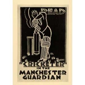  1927 Manchester Guardian McKnight Kauffer Cricket Print 