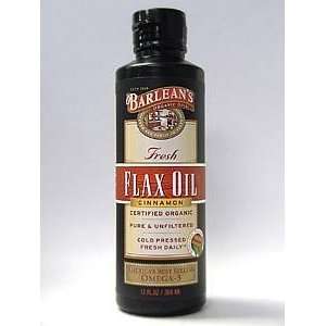  Barleans Organic Oils Flax Oil Cinnamon Flavor 12oz 