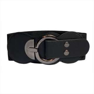 Black Elastic Metal Buckle Plus Size Belt  