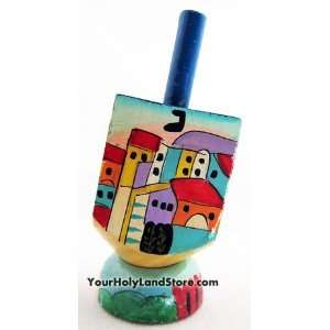  Hanukkah Hand Painted Dreidel with Stand From Israel 