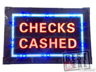 LED NEON BRIGHT MOTION CHECK CASHED SIGN/13 3/4×21x1  
