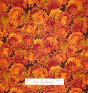 Thanksgiving Turkey Autumn Orange Red Gold Accent Fall Holiday Fabric 