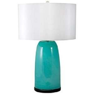  Mouth Blown Aqua Blue Glass Table Lamp
