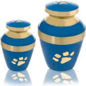  Dog Urns Blue with Brass Pawprint 2 Sizes