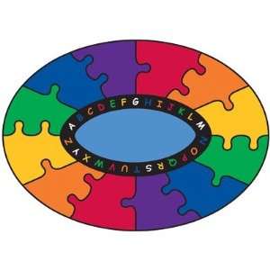  Learning Rugs CPR45 ABC Puzzle Rainbow Oval Kids Rug Size 