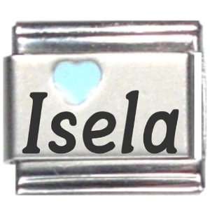  Isela Light Blue Heart Laser Name Italian Charm Link 