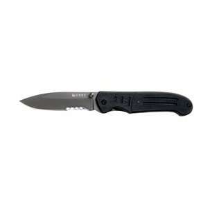 New Columbia River Ignitor Folding Knife Black T Combo Drop Point 3.38 