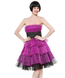 BETSEY JOHNSON PLEATED ORGANZA TIERED EVNG. DRESS  