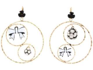 Betsy Johnson First Date Bow/Disco Ball Hoop Earrings  