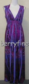 BFS03~NEW GRAYSON Pink Purple Blue V neck Sublimation Maxi Sun Dress 