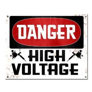  Danger High Voltage 14x11 Tattoo Laminated Slogan 