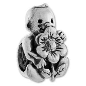 BS 350 Carlo Biagi Sterling Silver Bead Baby w/ Flower  