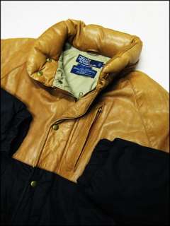 Mens Vintage Designer Ralph Lauren Goose Down & Leather Jacket Sz 