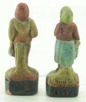 TERRE CUITE DART Fisherman Old Woman POTTERY FIGURINES  