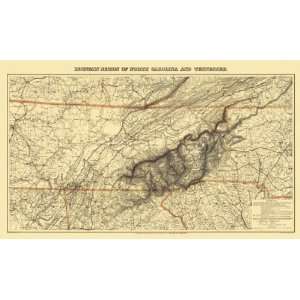 GREAT SMOKY MOUNTAIN REGION TENNESSEE (TN/NC) MAP 1864  