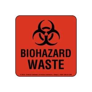  Biohazard Waste Label, 6 X 6