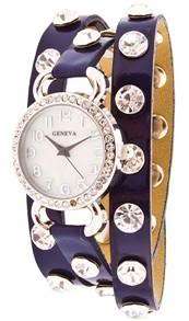 Ladies Geneva Wrap Around Watches CZ Band and Face, Five Colors to 