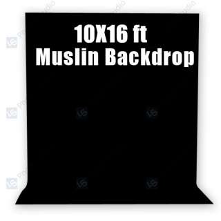 10x16 FT Black Muslin Backdrop Background Kit B161  