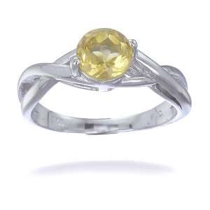 6MM Citrine Ring In Sterling Silver 3/4 CT In Size 5 (Available In 