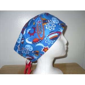   Mens Scrub Cap, Surgical Hat, Space Ships & Planets 