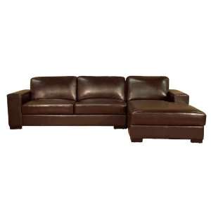  Susanna Brown Shiny Leather Large Sectional Sofa with 