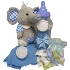   Baskets Sweet Baby Boy Saving Bank Bottle Gift Set with Plush Elephant