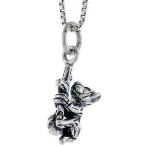 925 Sterling Silver Tarsier Pendant (w/ 18 Silver Chain), 9/16 inch 