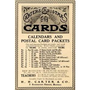1908 Ad H H Carter & Company Christmas Cards Calendar   Original Print 