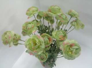 Pcs Green Ranunculus Bush Silk Design Wedding Flower  