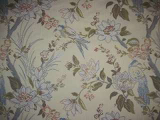 Vintage Beautiful Blue Birds w/Florals Heavy Brocade Upholstery Fabric 