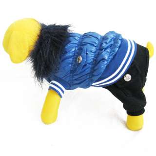 Blue Quilted Jacket Overall pet dog clothes Chihuahua   
