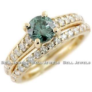 55ct FANCY BLUE DIAMOND MATCHING ENGAGEMENT WEDDING RING SET 14k 