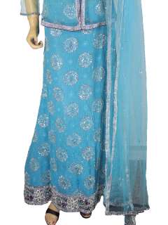 Turquoise Indian Skirt Lehenga Exclusive Lengha Choli Dress Designer 